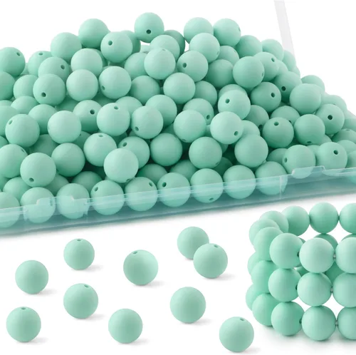 Vista 46 de 160Pcs 12mm de abalorios de silicona para hacer llaveros, pulseras, collares, abalorios redondos de silicona a granel para bolígrafos (negro)