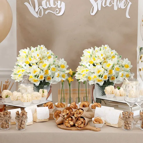 Vista 5 de Giegxin 30 flores artificiales de narcisos de 16.4 pulgadas, flores artificiales de primavera para decoración del hogar, flores decorativas