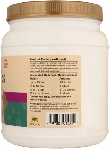 Vista 3 de NaturVet 240 tabletas de glucosamina DS con glucosamina y condroitina para perros (360 unidades)