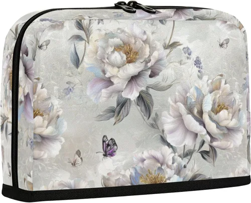 Vista 2 de Cute Peonies Silver_1 pencil pouches Large Capacity Pen Bags Lightweight Case Pencil Holder for Teacher Middle School estuches escolares para ninas
