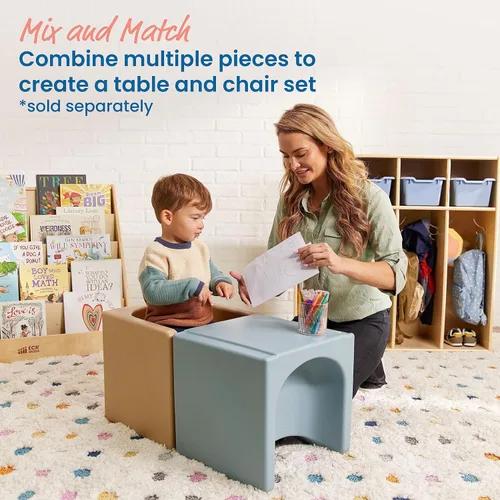 Vista 5 de ECR4Kids Tri-Me 3 en 1 silla cubo, muebles para niños, color azul polvo