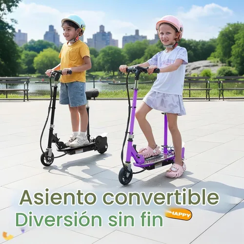 Vista 3 de Electric Scooter with Seat, Adjustable Height for Kids Ages 6-12, up to 10mph ＆ 155lbs Max Load, Removable Seat 2 Riding Styles