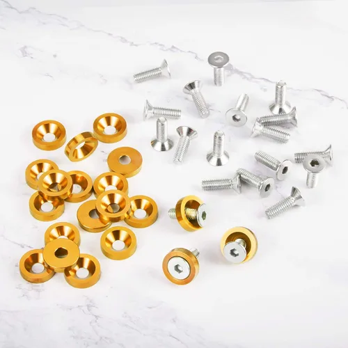 Vista 6 de TOMALL Juego de 20 tornillos de aluminio para guardabarros, arandela de parachoques, perno de motor, accesorios de tornillos de perno M6