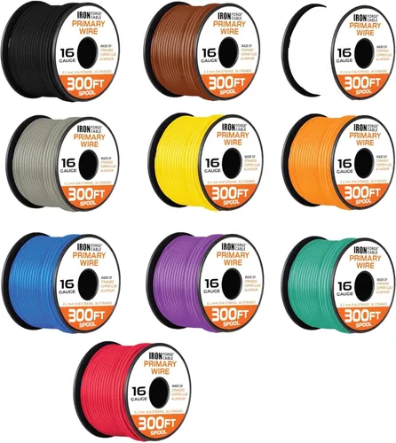 Vista 9 de Iron Forge Cable Surtido de cables automotrices primarios de calibre 16 de 1000 pies – Paquete surtido de 10 rollos – 100 pies de alambre