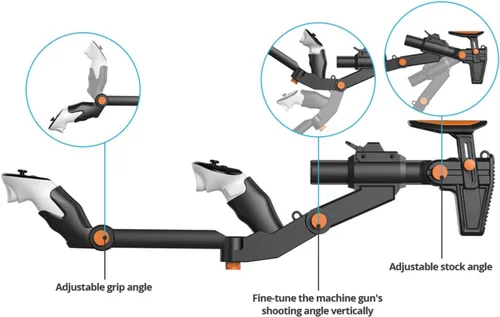 Vista 7 de VR Gunstock para Meta Quest 2 Quest 3 Quest 3S Quest Pro - Accesorios de control de juegos FPS ajustables con fijación magnética rápida almohadilla