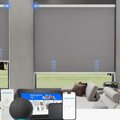 Vista 29 de MYshade Persianas celulares de tamaño personalizado, persianas opacas sin cordones para dormitorio, baño, sala de estar, control de luz, persianas