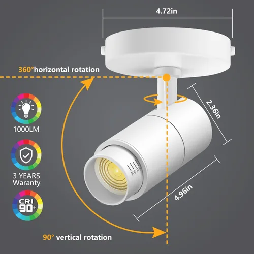 Vista 13 de VANoopee Focos de techo con zoom de 3 colores para interiores, montaje empotrado, foco de techo LED ajustable, lámpara direccional, luz de acento