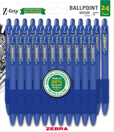 Vista 31 de Zebra Pen Bolígrafo retráctil con agarre en Z, punta mediana, 1.0 mm, tinta azul - 24 piezas (el embalaje puede variar)