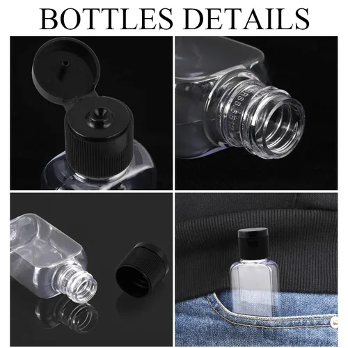 Vista 7 de 30 botellas de viaje portátiles de plástico transparente, botellas vacías recargables y reutilizables, recipientes para viajes al aire libre