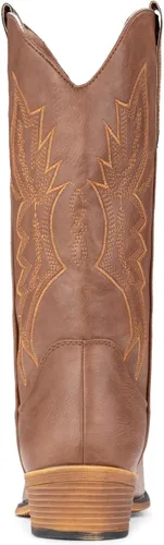 Vista 4 de IUV Botas vaqueras para mujer, botas vaqueras, botas vaqueras con punta puntiaguda, botas de media pantorrilla