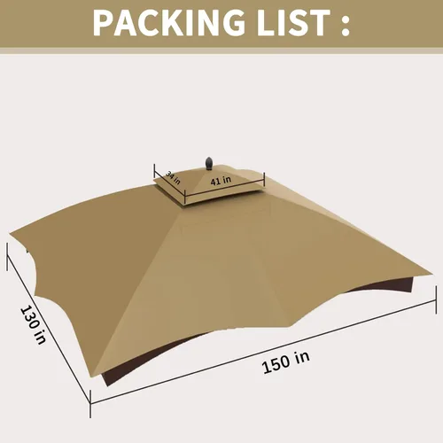 Vista 7 de SCOCANOPY Parte superior de repuesto beige para cenador Lowe's Allen Roth 10X12 Modelo #GF-12S004B-1/#GF-12S004BTO