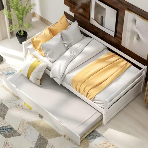 Vista 3 de Harper & Bright Designs Sofá cama convertible de tamaño individual con nido, juego de marco de metal que ahorra espacio en acabado blanco nítido