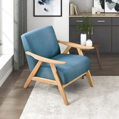 Vista 20 de Lexicon Silla de Acento Moderna de Mediados de Siglo con Marco de Madera Sólida en Acabado de Nogal, Sillón de Descanso con Brazos Tapizado