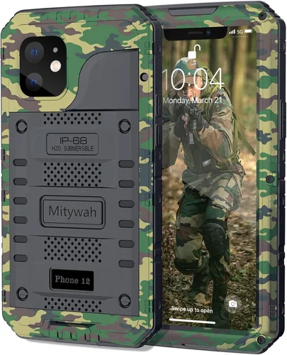 Vista 11 de Mitywah Funda a prueba de golpes compatible con iPhone X/XS, cubierta protectora de cuerpo completo resistente al agua con aleación de aluminio