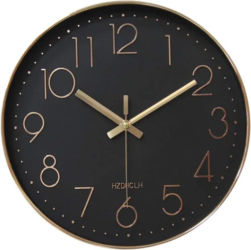 Vista 10 de HZDHCLH Reloj de pared de cuarzo moderno, funciona con pilas, 12 pulgadas, silencioso, sin tictac, números 3D, reloj redondo para pared, reloj