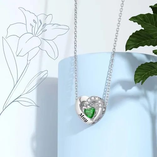 Vista 54 de SEVENWELL Dijes de piedra natal con flor grabada para el mes de nacimiento, pulsera de plata de ley 925, feliz cumpleaños para mujer