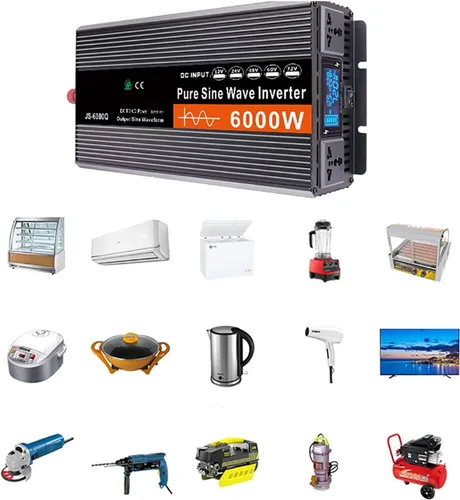 Vista 6 de Inversor de onda sinusoidal pura de 12 V a 220 V 3000 W-6000 W convertidor de potencia máxima de CC a CA con pantalla LCD, para automóvil, barco