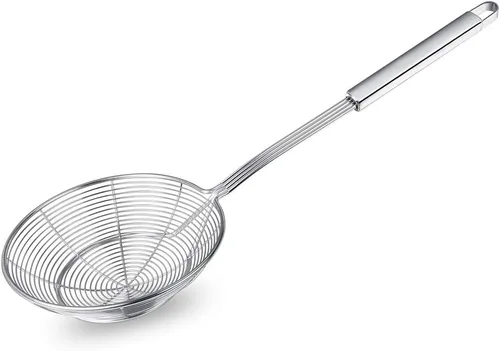 Swify - Colador de araña, cuchara asiática de acero inoxidable con asa para freidora de cocina, pasta, espaguetis, fideos, 5.5 pulgadas