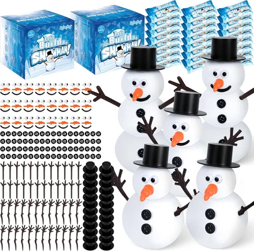 Vista 10 de 4 Pack de Manualidades Navideñas, Manualidad de Muñeco de Nieve de Arcilla de Secado al Aire, ¿Quieres Construir un Muñeco de Nieve? Rellenos