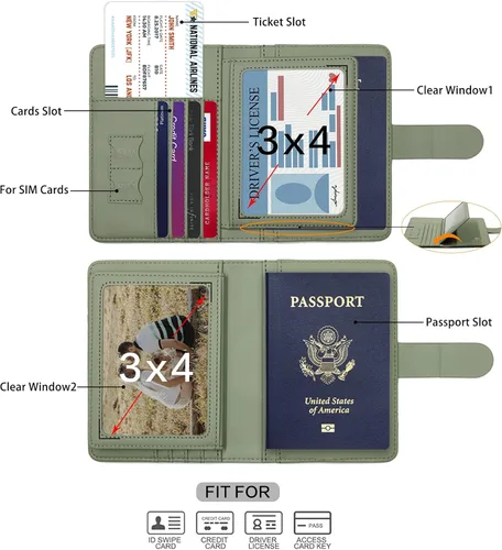 Vista 3 de Melsbrinna - Funda para pasaporte, ranuras para tarjetas, bonita funda para pasaporte para mujereshombres, resistente al agua con bloqueo RFID