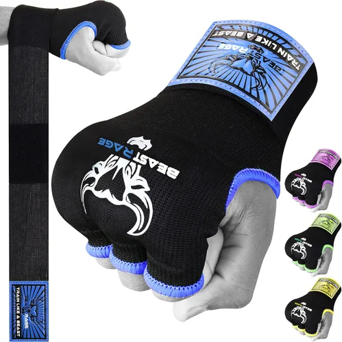 Vista 10 de BEAST RAGE Guantes interiores con vendas para manos, envoltura rápida, soporte largo de 36" en la muñeca, vendas para MMA, Muay Thai, entrenamiento