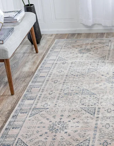 Vista 4 de Unique Loom Paris Collection - Alfombra rectangular de abedul (2 pies 2 pulgadas x 3 pies 1 pulgada, color beige y azul)