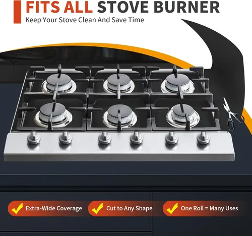 Vista 2 de Buself Revestimientos Grandes Enrollables para Horno – 17" x 75" Antiadherentes, Tapetes Reutilizables de Servicio Pesado para la Base del Horno