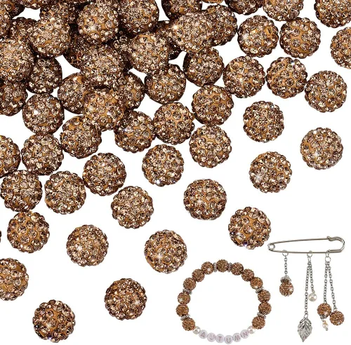 Vista 32 de PH PandaHall - 240 piezas de cuentas de strass en 24 colores, cuentas de cristal de 10 mm, cuentas de bola de discoteca con strass, cuentas