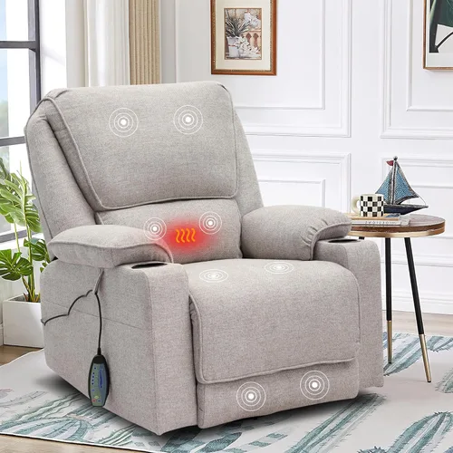 Vista 21 de KIGOTY Juego de 2 muebles de sala de estar, el juego de sofá reclinable incluye sofá reclinable reclinable y silla reclinable de masaje, juego