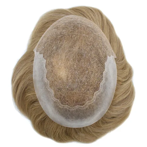 Vista 478 de Toupee - Sistemas de reemplazo de cabello para hombre, encaje frontal suizo, nudo blanqueado, pieza de cabello humano natural