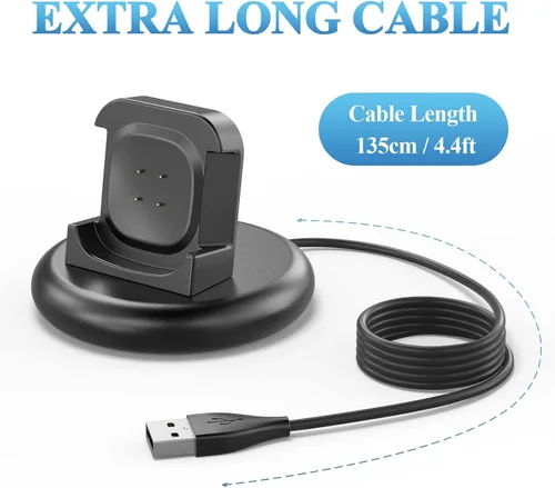 Vista 3 de Vancle Cargador para Fitbit Versa 4/3, base de carga antideslizante con cable USB de 4.4 pies para reloj inteligente Sense 2/Sense