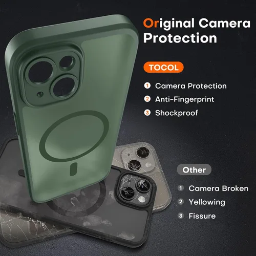 Vista 451 de TOCOL Funda para iPhone 11, compatible con Magsafe, protección completa de cámara, imanes integrados, protección contra caídas, funda translúcida