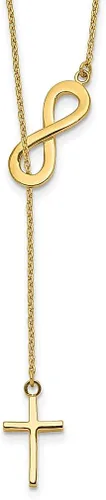 ICE CARATS Collar con colgante de cruz infinita de oro amarillo de 14 quilates, colgante de gota religiosa fina joyería para mujer, regalos para ella