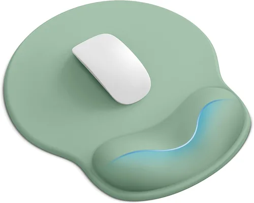 Vista 8 de Alfombrilla de mouse con reposamuñecas, alfombrillas ergonómicas para escritorio (beige)