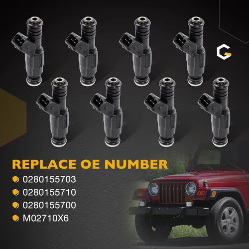 Vista 7 de Inyector de combustible, 4 agujeros, 6 piezas para Jeep Wrangler Cherokee Grand Cherokee Comanche 4.0 1987-1998 Reemplazar # 0280155703