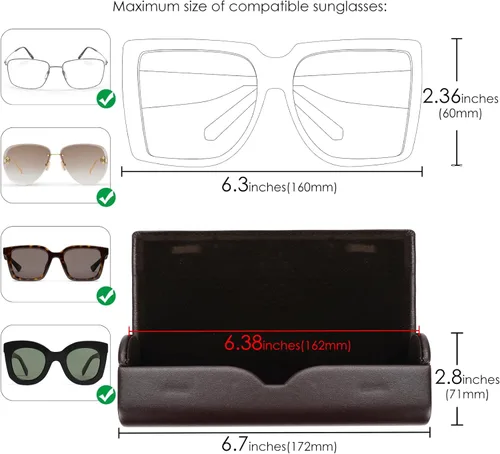 Vista 4 de Linkidea Funda rígida extra grande para lentes de sol, bolsa de almacenamiento de lentes de sol de gran tamaño, organizador compatible con Quay Come