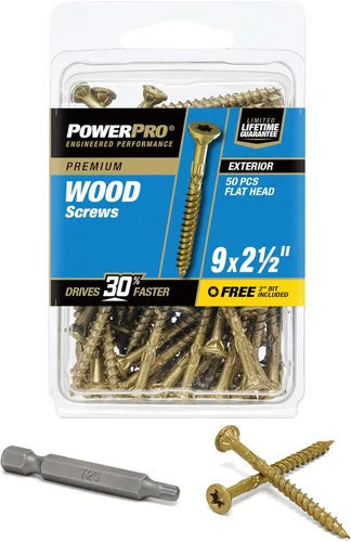 Vista 22 de Power Pro Tornillos de madera para exteriores de alta calidad, tornillos de cubierta multiusos #8 x 1-1/4 pulgadas para proyectos al aire libre