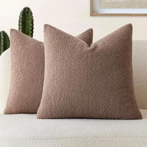 Vista 22 de Foindtower Paquete de 2 fundas de cojín decorativas de pelo sintético rizado, suave y mullida, con cremallera, acogedora funda de almohada