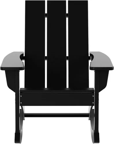 Vista 4 de WO Home Furniture Silla Mecedora de Patio Moderna para Exteriores HDPE Resistente a UV y Clima (Negro)