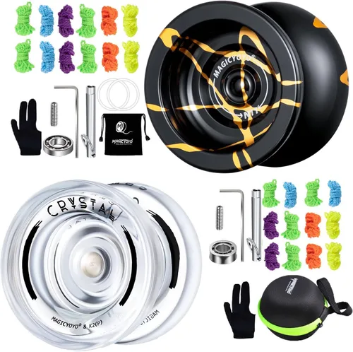 MAGICYOYO Yoyos N11 Professional Unresponsive, paquete de 2 unidades – K2 Crystal Responsive Yoyo para niños, Yoyo de aleación de metal Pro Yoyo y