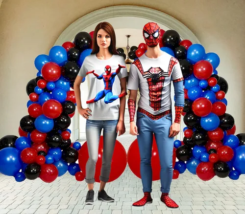 Vista 3 de STK Arco de globos compatible con el kit de guirnalda de globos de Spiderman, Spidey y sus increíbles amigos, decoraciones de cumpleaños, telón