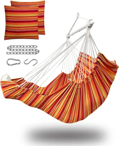 Vista 7 de Miztli Silla hamaca colgante para dormitorio con reposapiés, máximo 500 libras, barra separadora de acero con anillos antideslizantes, 2 cojines