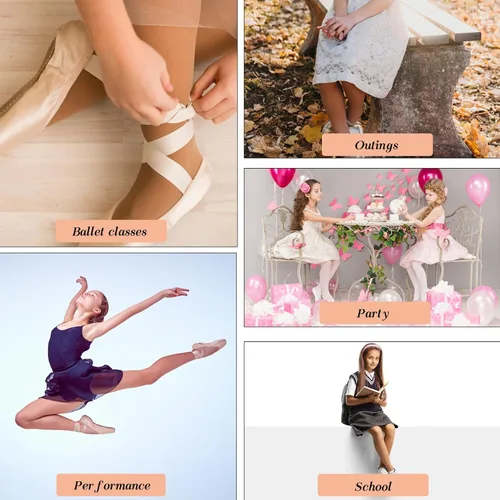 Vista 8 de HiDance Medias de danza para niñas, ultra suaves, convertibles, con pies, medias de transición de ballet para niñas y mujeres