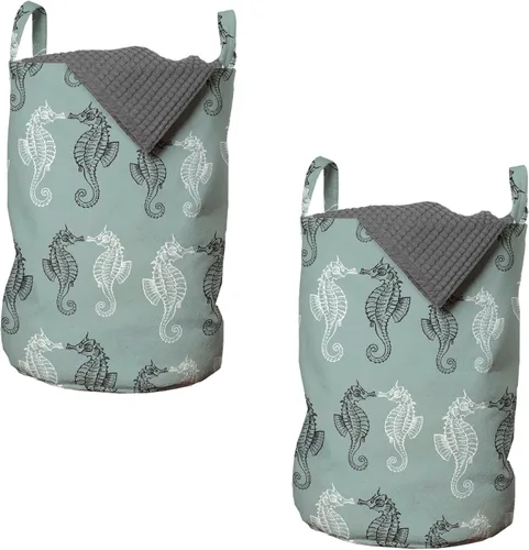 Vista 4 de Lunarable Bolsa de lavandería de tren, patrón de dibujos animados de locomotora dibujada digital con rieles de ferrocarril, cesta con asas, cierre