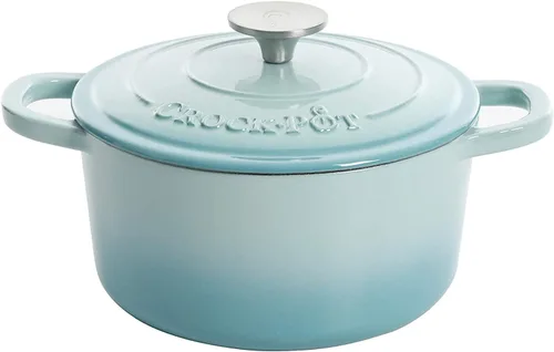Vista 12 de Crock Pot olla para horno holandés de hierro fundido artesanal de 7 cuartos de galón, Rojo