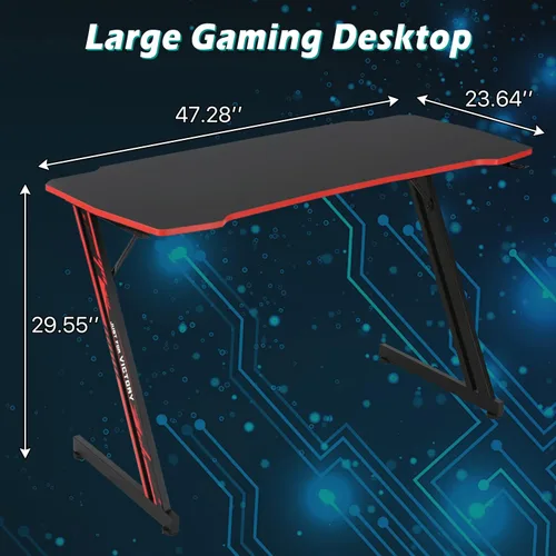Vista 2 de Escritorio para juegos de 47 pulgadas en forma de Z, escritorio para computadora, mesa de computadora, escritorio de oficina en casa, estación