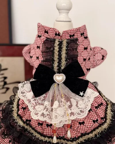 Vista 257 de Moda Vestido de Princesa de Encaje para Perro Cachorro Dulce para Perro EXTRAL Pequeño y Pequeño A-Negro XX-Pequeño