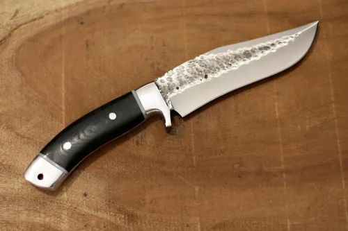 Vista 4 de GCS - Cuchillo táctico de acero hecho a mano con mango de micarta D2, cuchillo de caza, cuchillo de campamento con funda de cuero, hoja de espiga