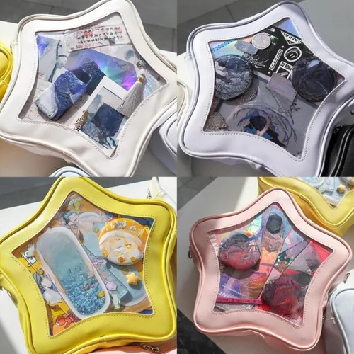 Vista 6 de Ita Bag, mochila Kawaii en forma de estrella – Gran capacidad, impermeable, ligera, bolsa cruzada, Negro -, Personalizado