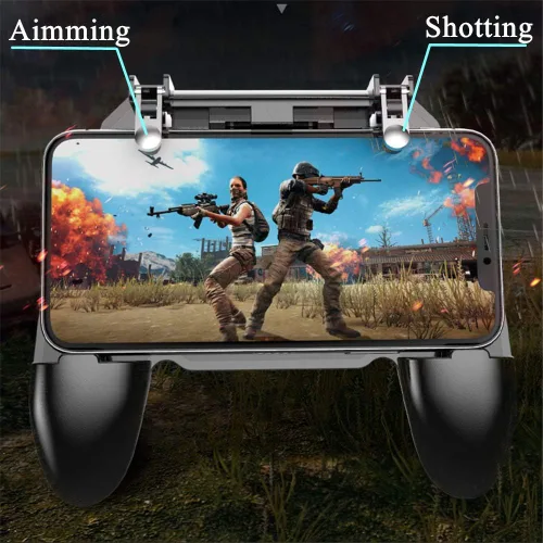 Vista 2 de COOBILE Controlador de juego móvil para PUBG Mobile Controller L1R1 Mobile Game Trigger Joystick Gamepad para teléfono iOS y Android de 4 a 6.5